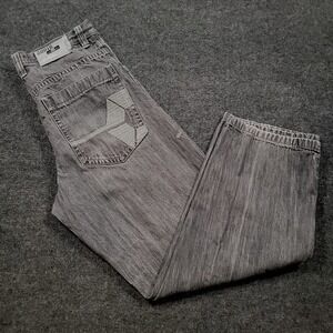 Southpole Men Y2K Baggy Jeans Size 34 Gray Straight‎ Leg Embroidered Pocket
